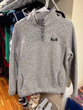 L.L. Bean unisex Light Gray Zip-Neck Fleece Pullover